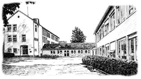 Zeichnung des Schulhaupt- und Nebengebäudes